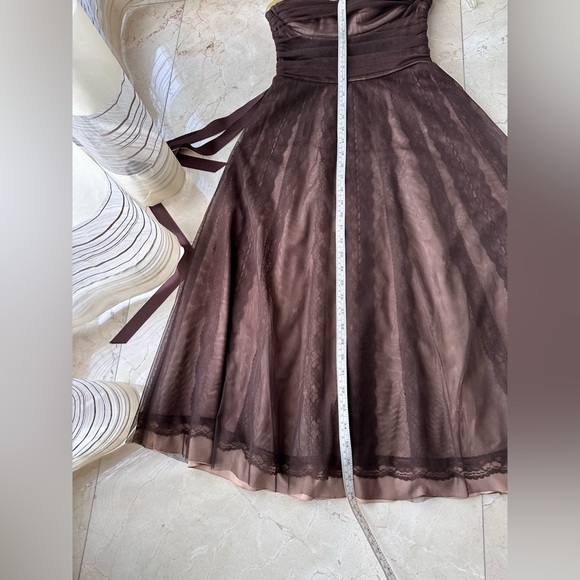 BCBGMaxazria brown tulle strapless dress 2 - Picture 6 of 7
